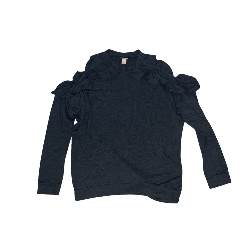 Ruffled Open Shoulder Sweater Top